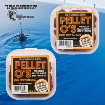 Sonubaits Pellet o&#039;s 8mm spicy sausage voorgeboorde pellets / hookbaits