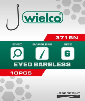 Wielco Laser Point 371BN Eyed Barbless Hooks 10pcs