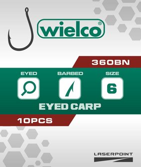 Wielco Laser Point 360BN Eyed Carp Hooks 10pcs