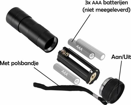 Camp Life Camping Gear 12 Led UV Torch zaklamp