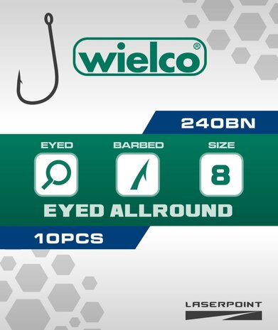 Wielco Laser Point 240BN Eyed Allround Hooks 10pcs