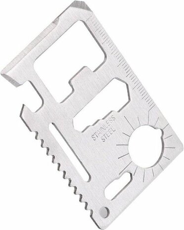 Multitool 11 in 1 Survival kaart RVS  4,5 x 6,7 x 0,2 cm